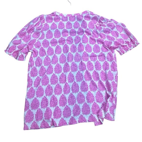 Boden Women’s Size 4 US Pink White Floral Print Puff Sleeve Button Front Top - Picture 6 of 6